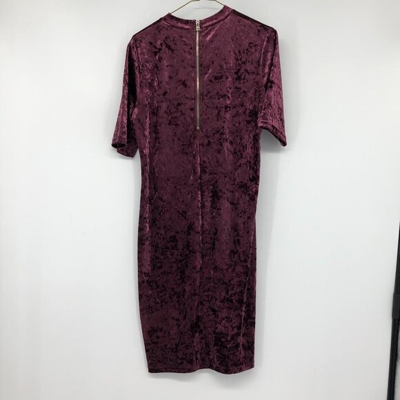 B. young Purple crushed velvet bodycon high neck tube dress short sleeves - Picture 8 of 16